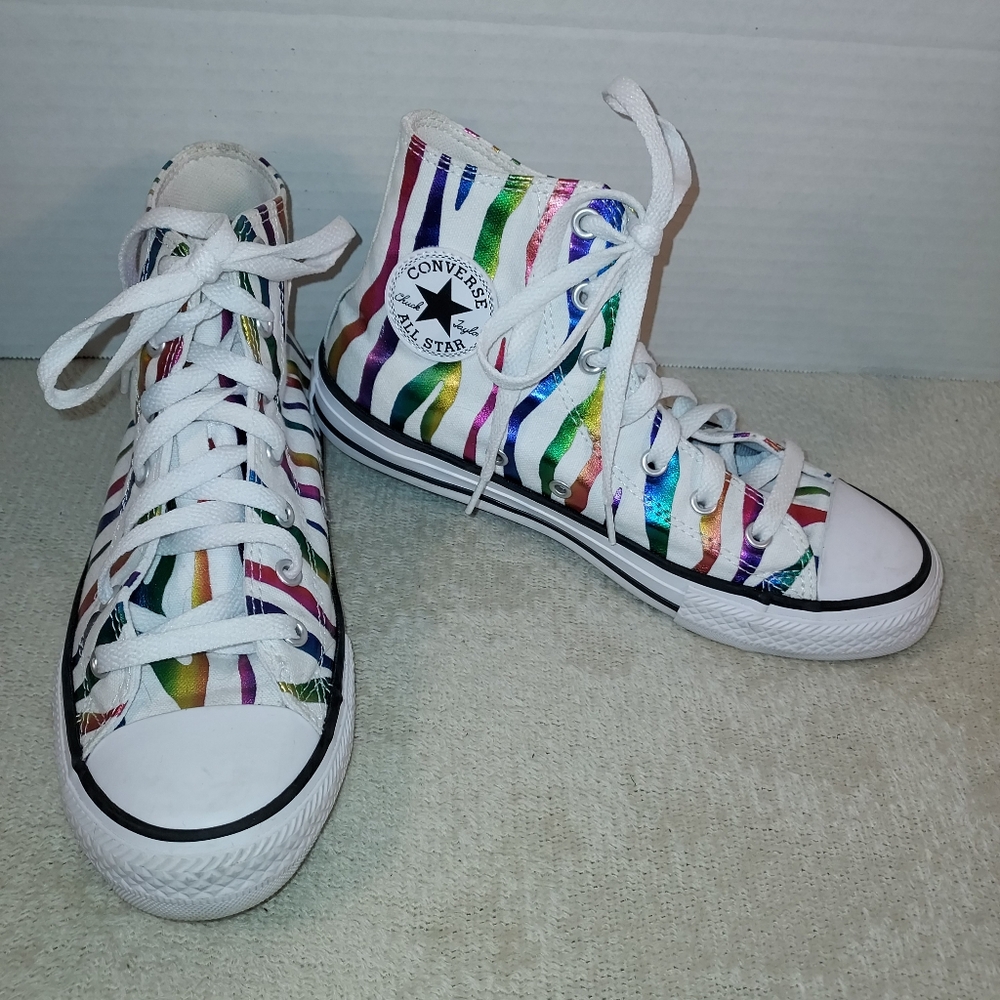 Converse Rainbow Zebra Striped All Star High-tops size Y4/36 Eur